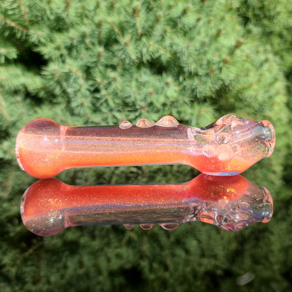 Aqua Cosmic Sparkle Pipe in Neon Coral Glass Pipe HiTide Glassworks   