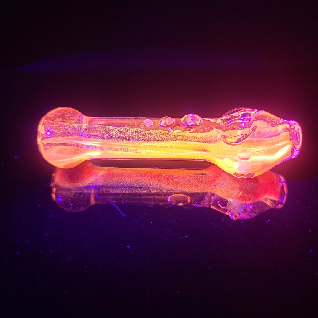 Aqua Cosmic Sparkle Pipe in Neon Coral Glass Pipe HiTide Glassworks   
