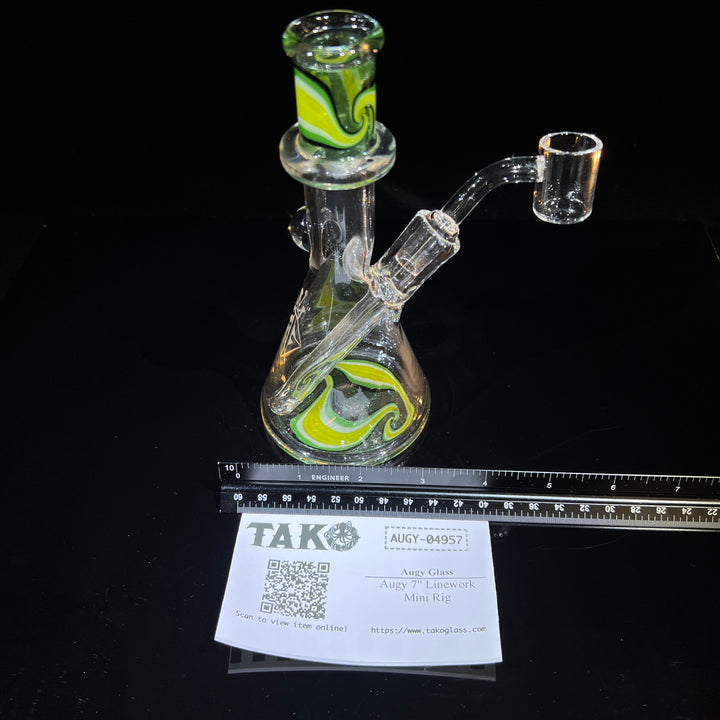 Augy 7" Linework Mini Rig Glass Pipe Augy Glass   