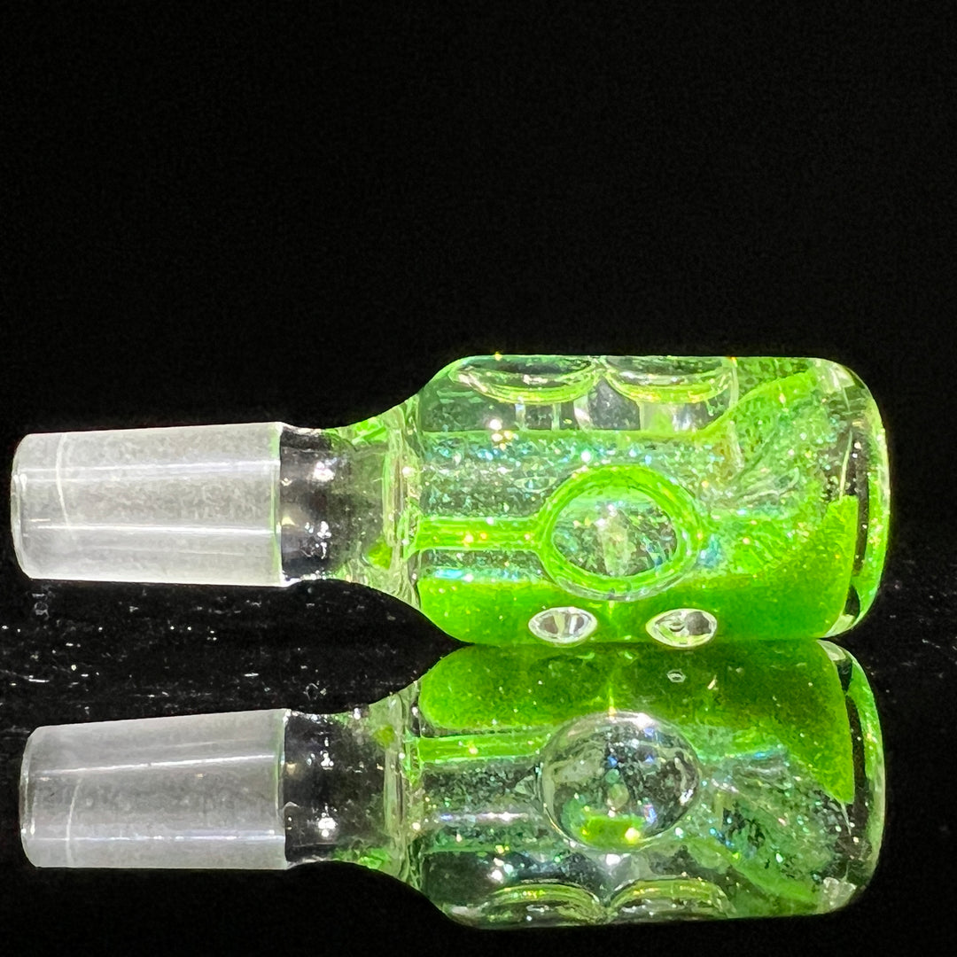 Aqua Cosmic Sparkle 14mm Pull Slide in Neon Green Accessory HiTide Glassworks   