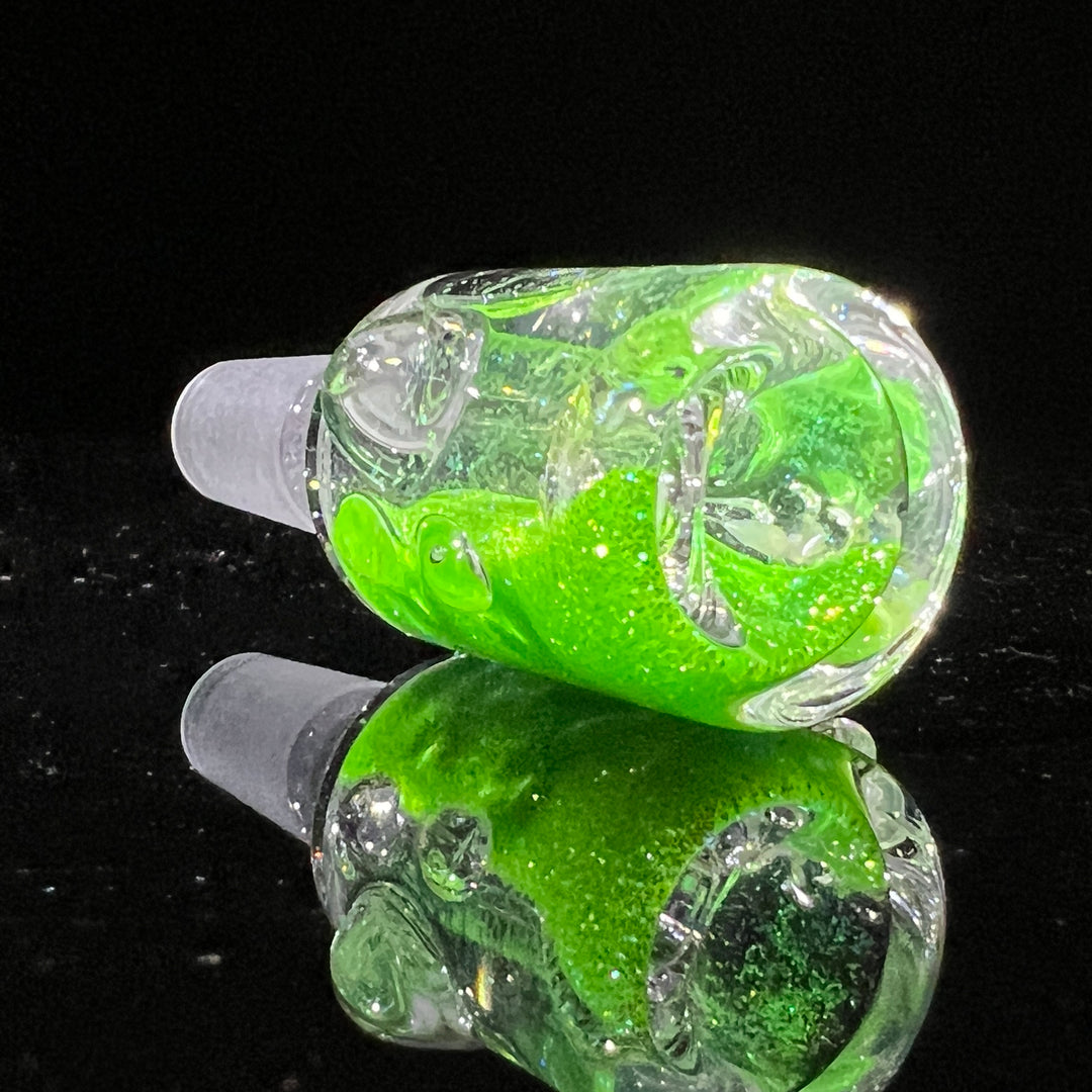 Aqua Cosmic Sparkle 14mm Pull Slide in Neon Green Accessory HiTide Glassworks   