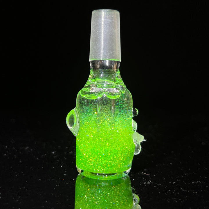 Aqua Cosmic Sparkle 14mm Pull Slide in Neon Green Accessory HiTide Glassworks   