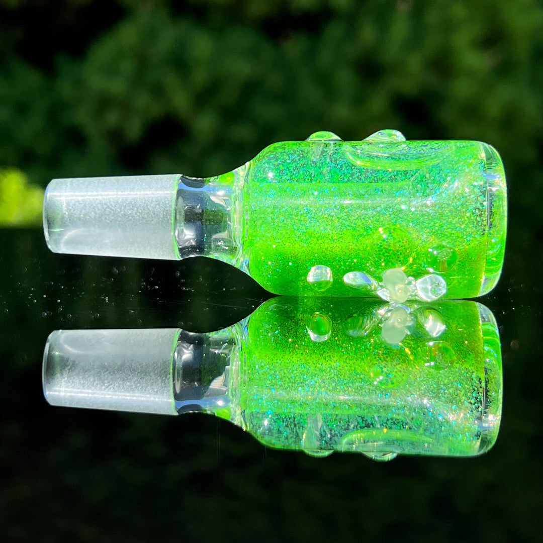 Aqua Cosmic Sparkle 14mm Pull Slide in Neon Green Accessory HiTide Glassworks   
