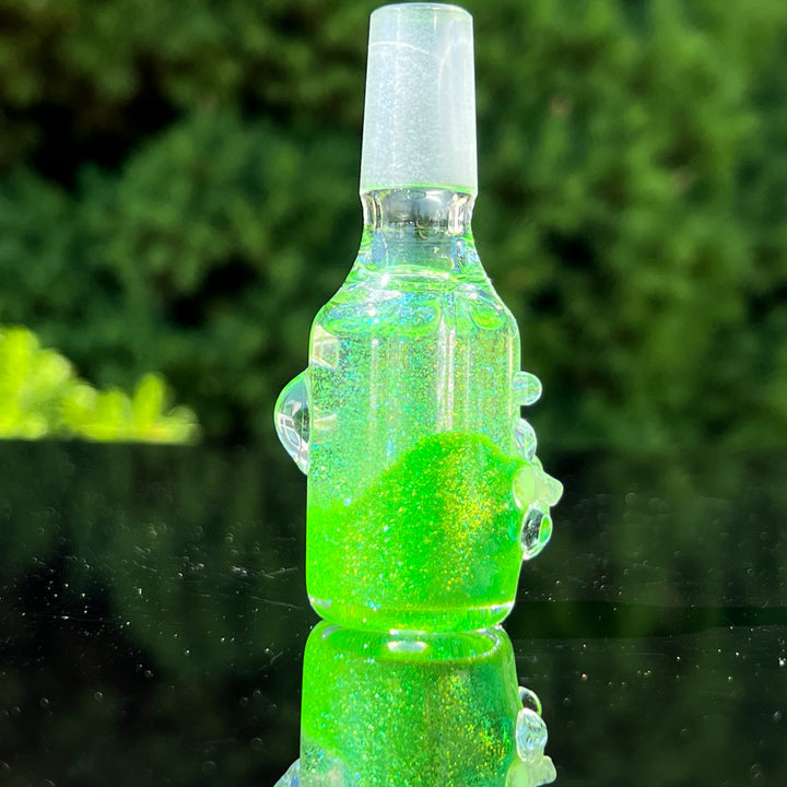 Aqua Cosmic Sparkle 14mm Pull Slide in Neon Green Accessory HiTide Glassworks   