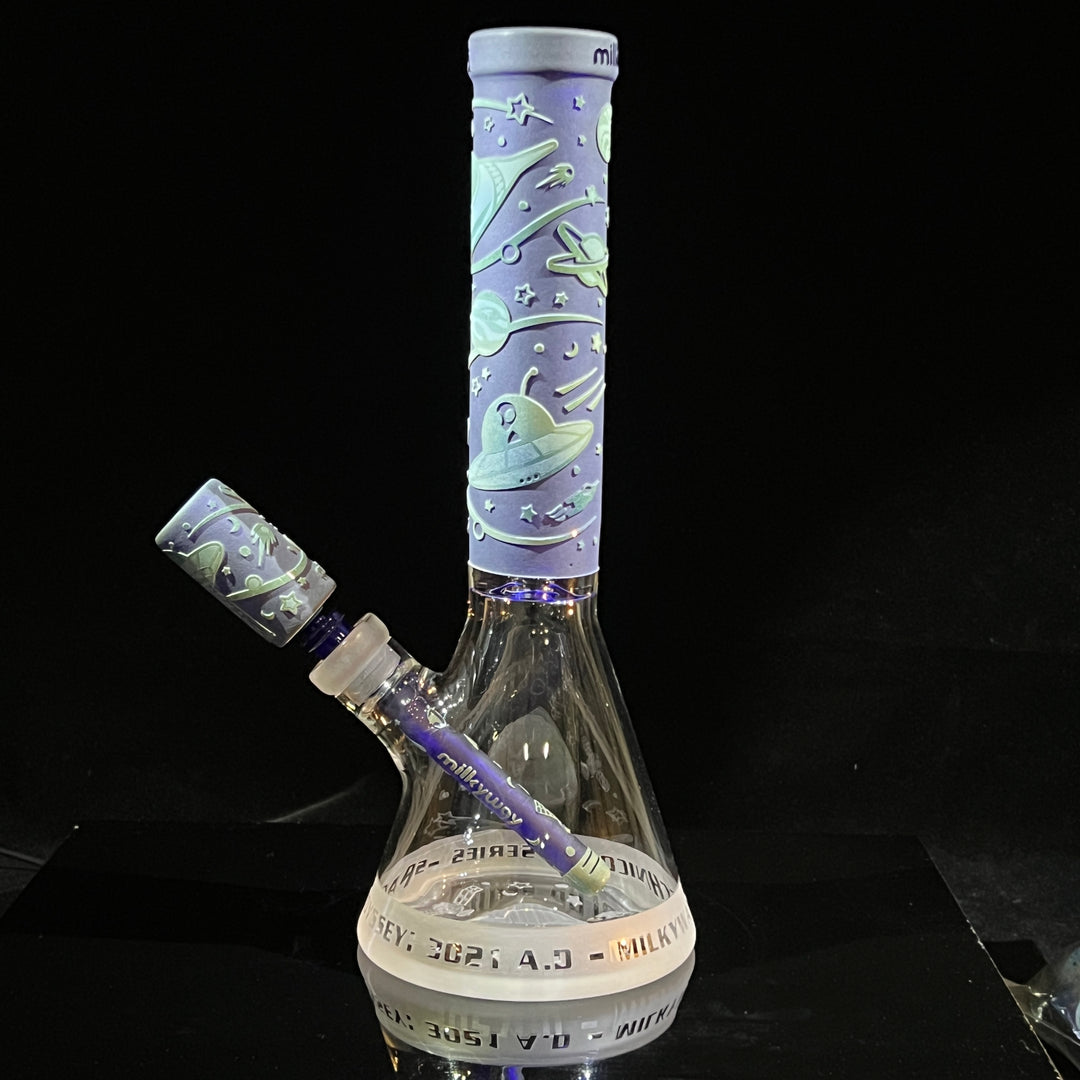 Space Odyssey: 3022 AD 14" Beaker Bong Glass Pipe Milkyway Blue  