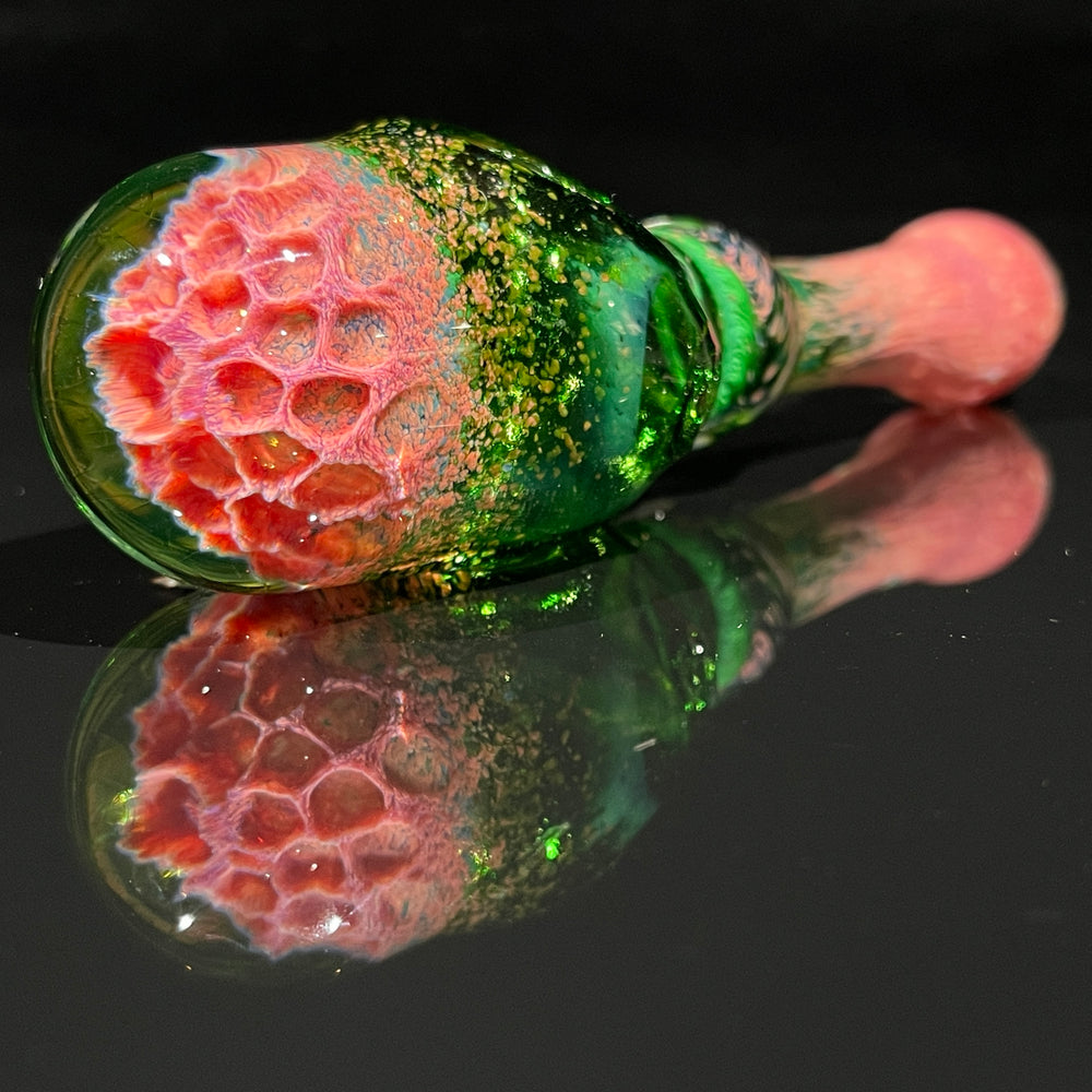 Watermelon Sugar Honeycomb Frit Pipe Glass Pipe Key Glass Co.