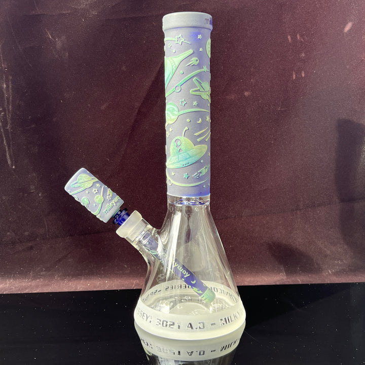 Space Odyssey: 3022 AD 14" Beaker Bong Glass Pipe Milkyway   