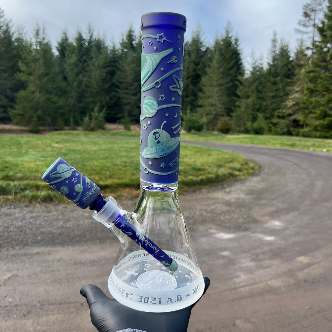 Space Odyssey: 3022 AD 14" Beaker Bong Glass Pipe Milkyway   