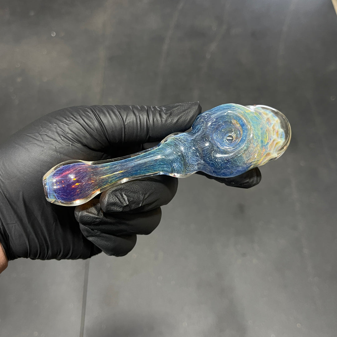 Blue Razzbery Honeycomb Frit Pipe Glass Pipe Key Glass Co.