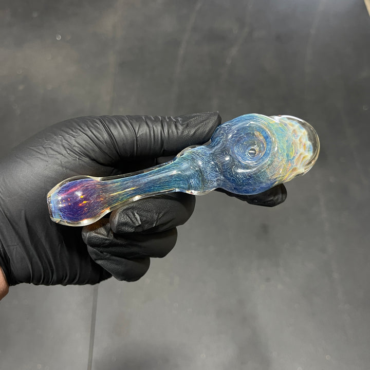 Blue Razzbery Honeycomb Frit Pipe Glass Pipe Key Glass Co.