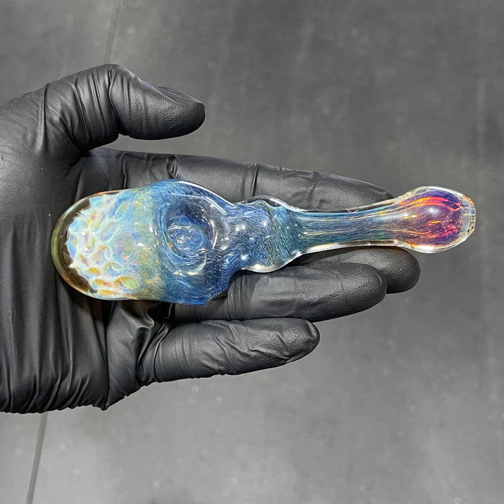 Blue Razzbery Honeycomb Frit Pipe Glass Pipe Key Glass Co.