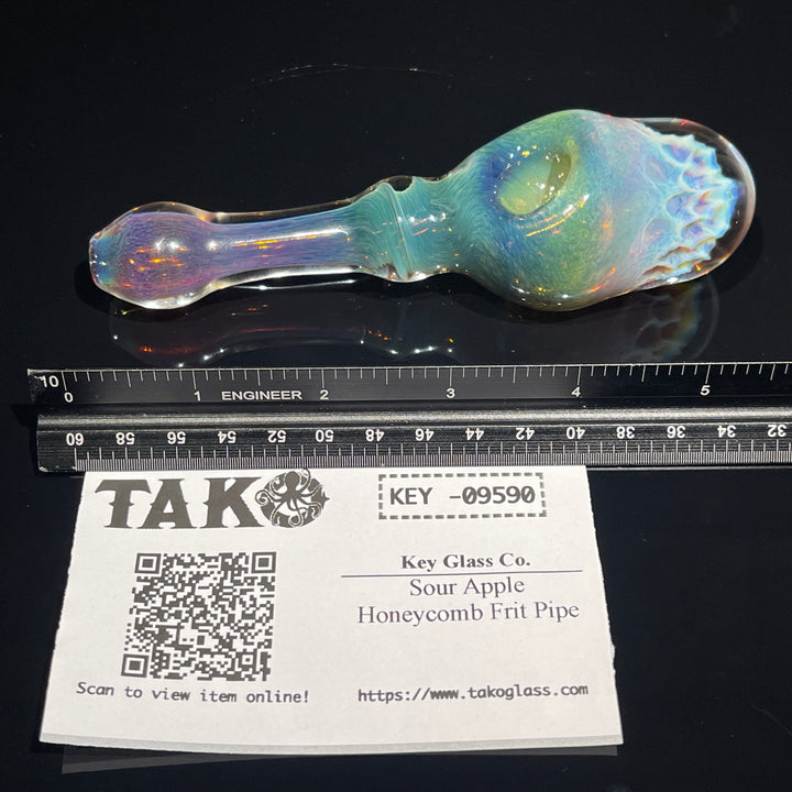 Sour Apple Honeycomb Frit Pipe Glass Pipe Key Glass Co.