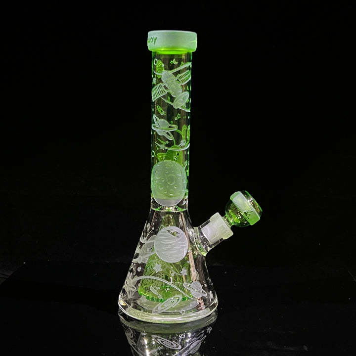 Space Odyssey in 3D 11" Beaker Bong with Collins Perc Glass Pipe Milkyway   