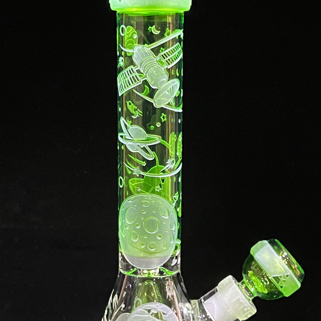 Space Odyssey in 3D 11" Beaker Bong with Collins Perc Glass Pipe Milkyway   