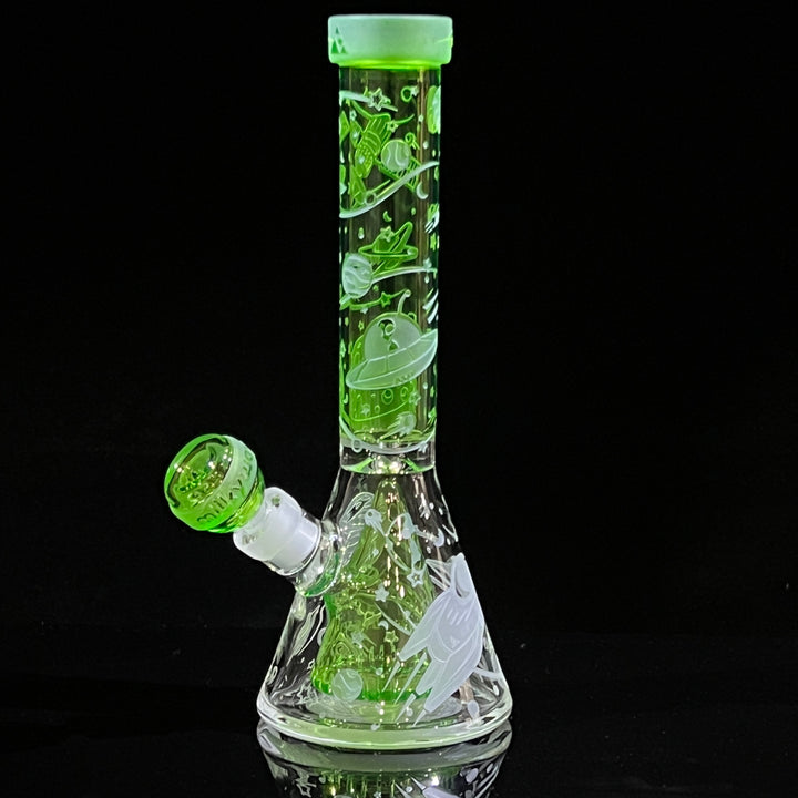 Space Odyssey in 3D 11" Beaker Bong with Collins Perc Glass Pipe Milkyway Slime  