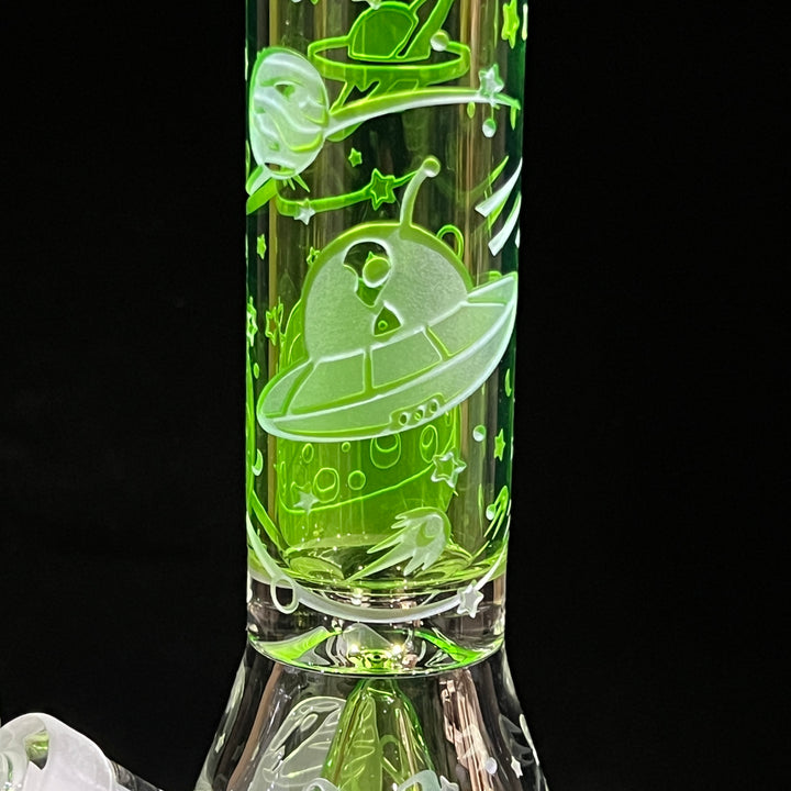 Space Odyssey in 3D 11" Beaker Bong with Collins Perc Glass Pipe Milkyway   