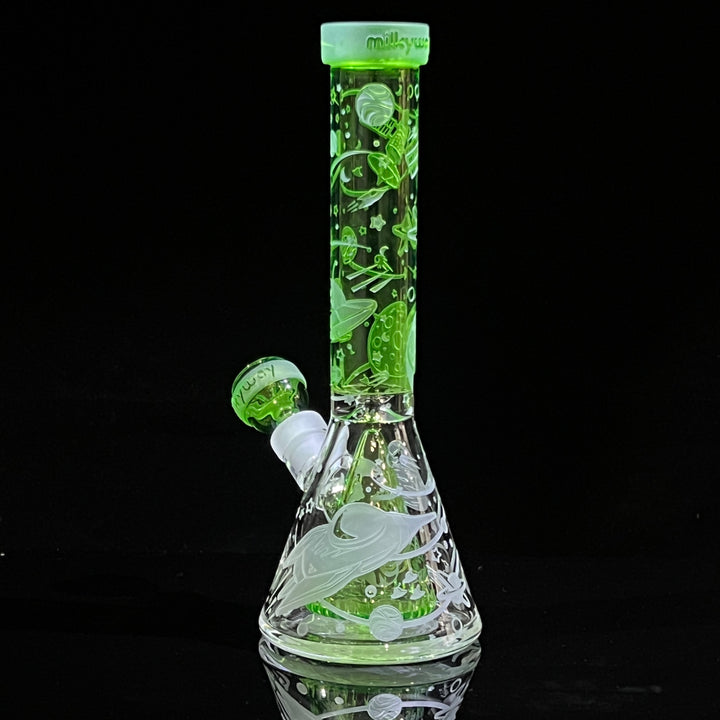 Space Odyssey in 3D 11" Beaker Bong with Collins Perc Glass Pipe Milkyway   