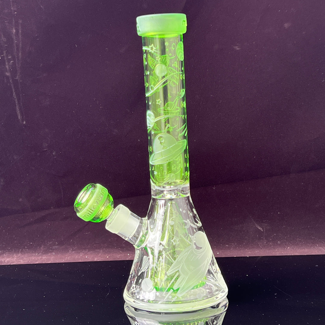 Space Odyssey in 3D 11" Beaker Bong with Collins Perc Glass Pipe Milkyway   