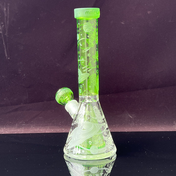 Space Odyssey in 3D 11" Beaker Bong with Collins Perc Glass Pipe Milkyway   