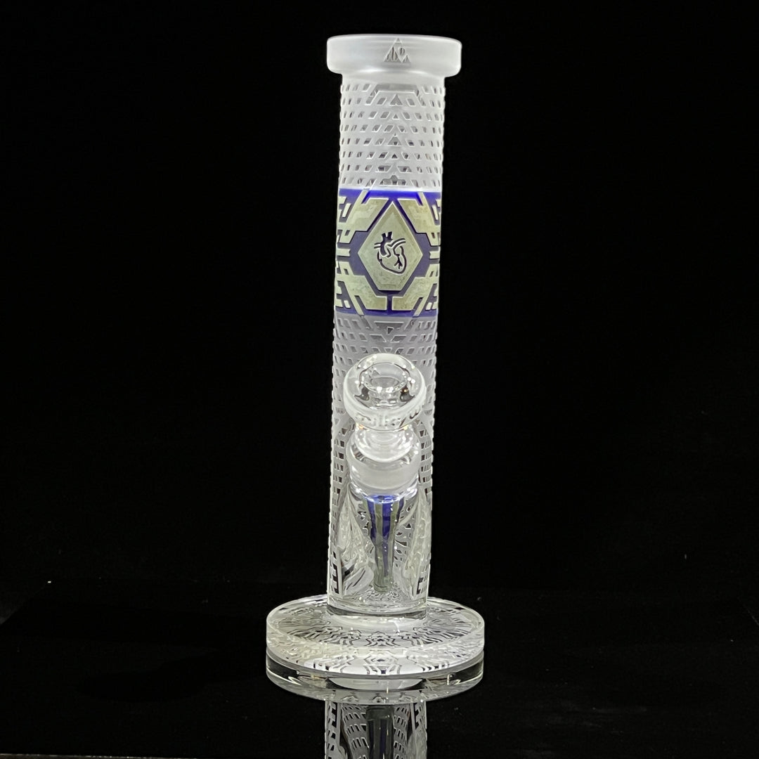 Crystalilized 12" Dark Blue and Silver Straight Bong Glass Pipe Milkyway   