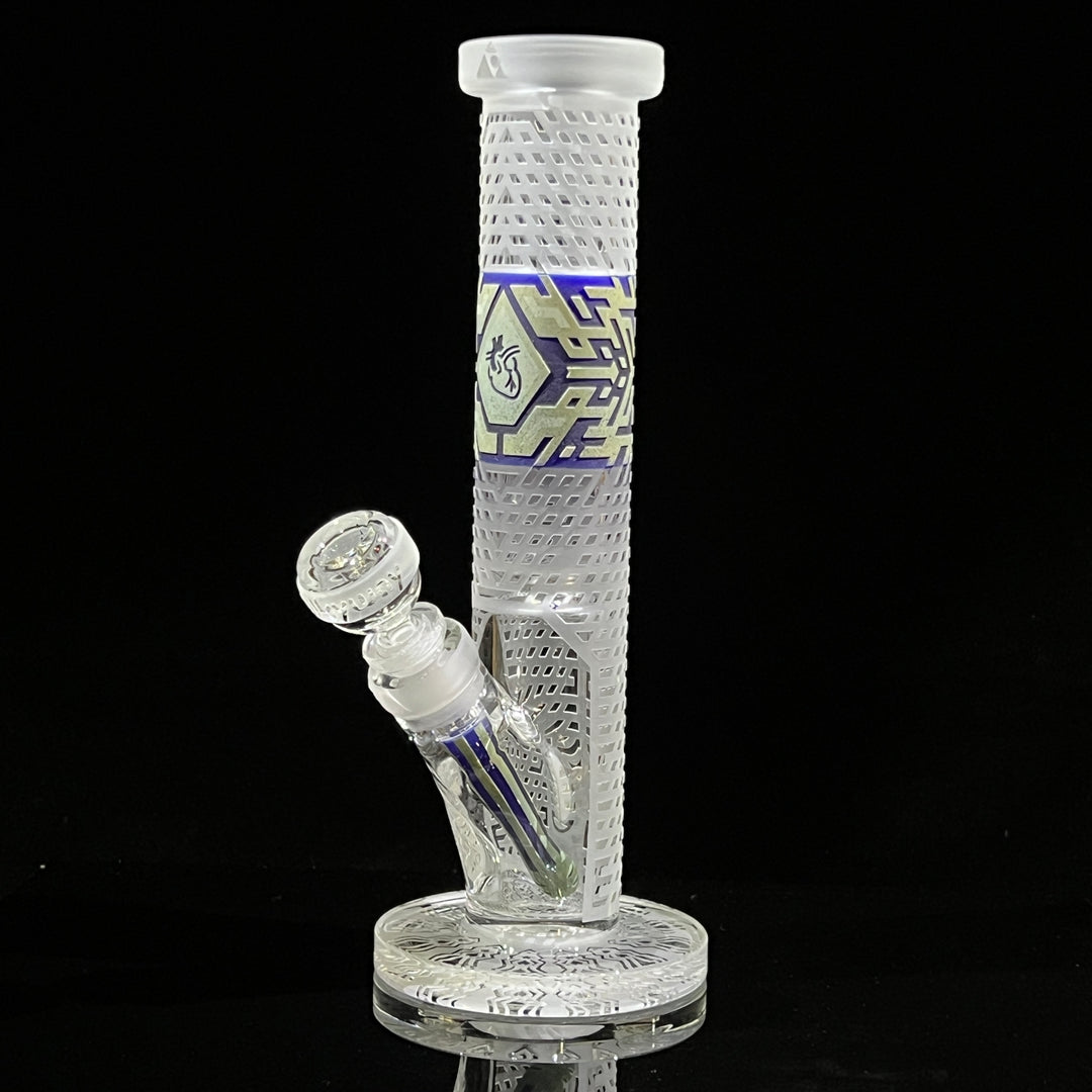 Crystalilized 12" Dark Blue and Silver Straight Bong Glass Pipe Milkyway   