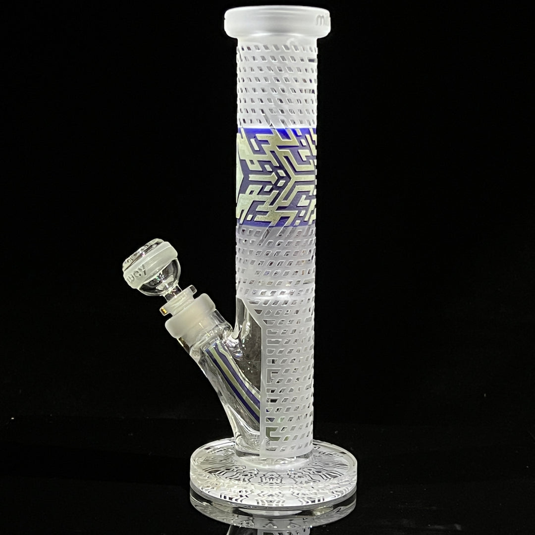 Crystalilized 12" Dark Blue and Silver Straight Bong Glass Pipe Milkyway   