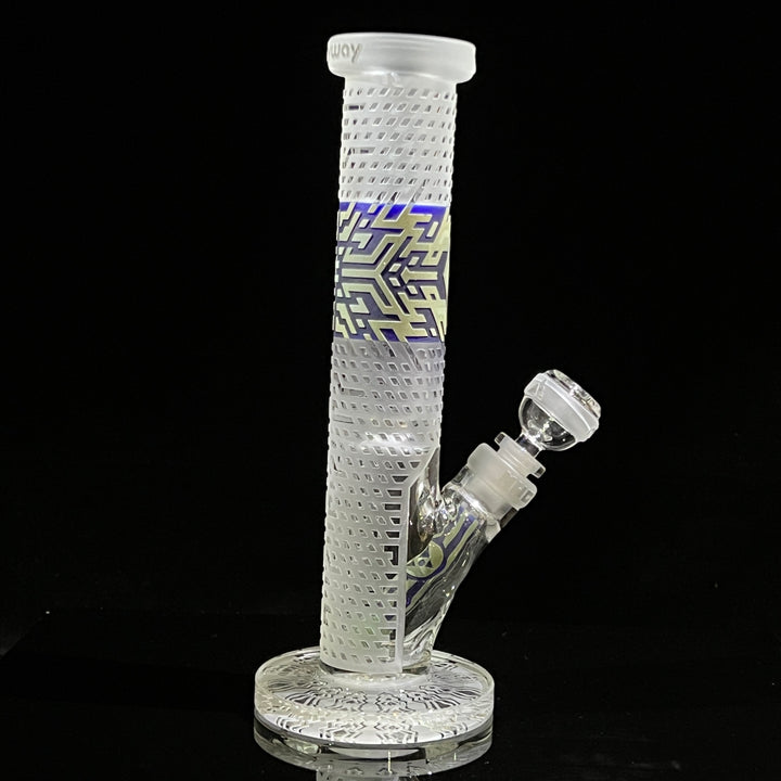 Crystalilized 12" Dark Blue and Silver Straight Bong Glass Pipe Milkyway   