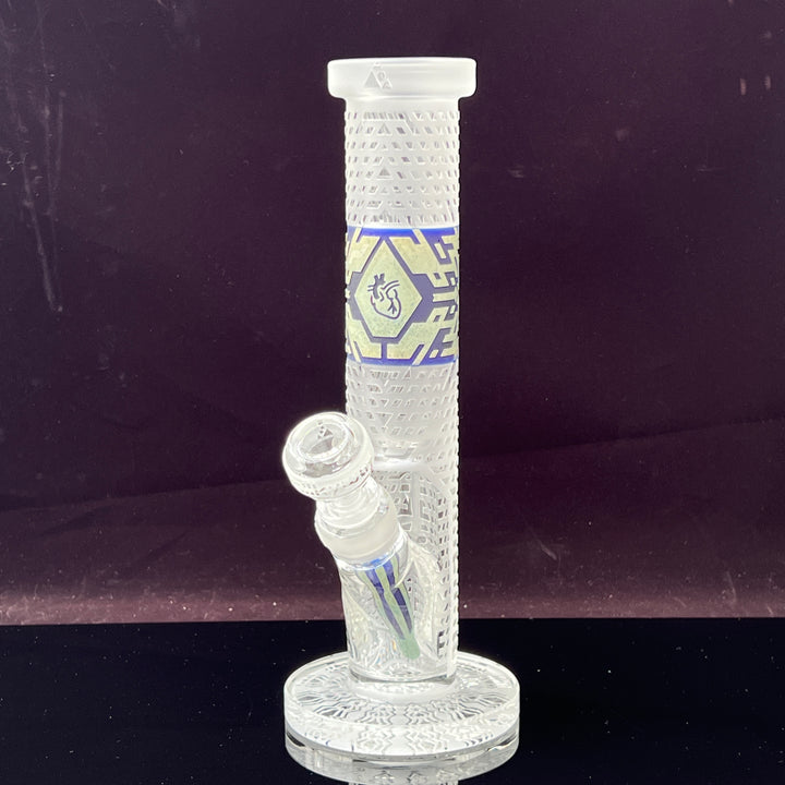 Crystalilized 12" Dark Blue and Silver Straight Bong Glass Pipe Milkyway   