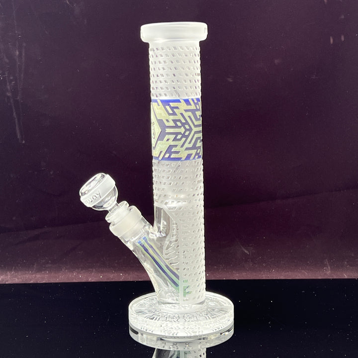 Crystalilized 12" Dark Blue and Silver Straight Bong Glass Pipe Milkyway   