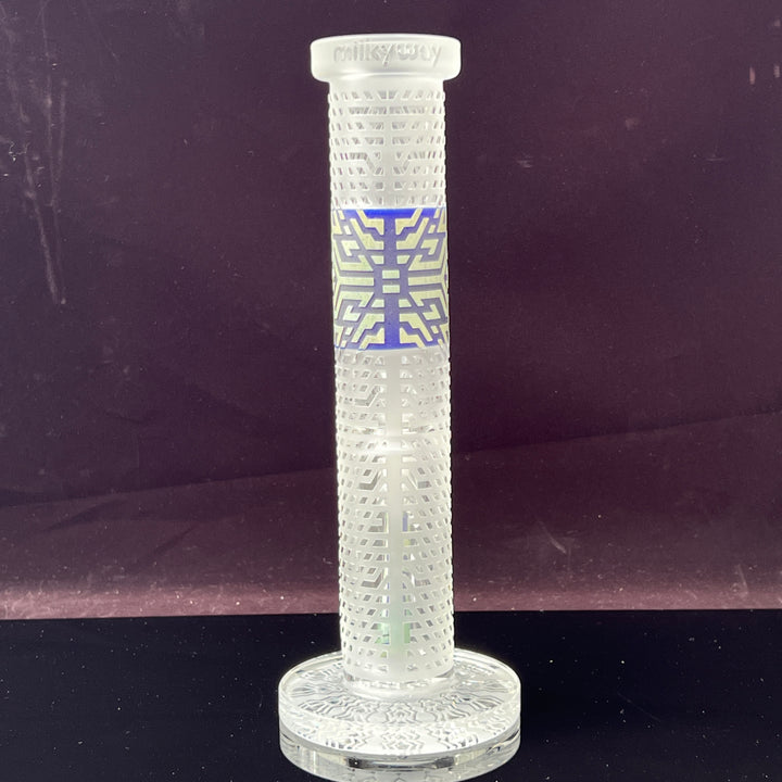 Crystalilized 12" Dark Blue and Silver Straight Bong Glass Pipe Milkyway   