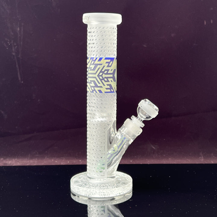 Crystalilized 12" Dark Blue and Silver Straight Bong Glass Pipe Milkyway   