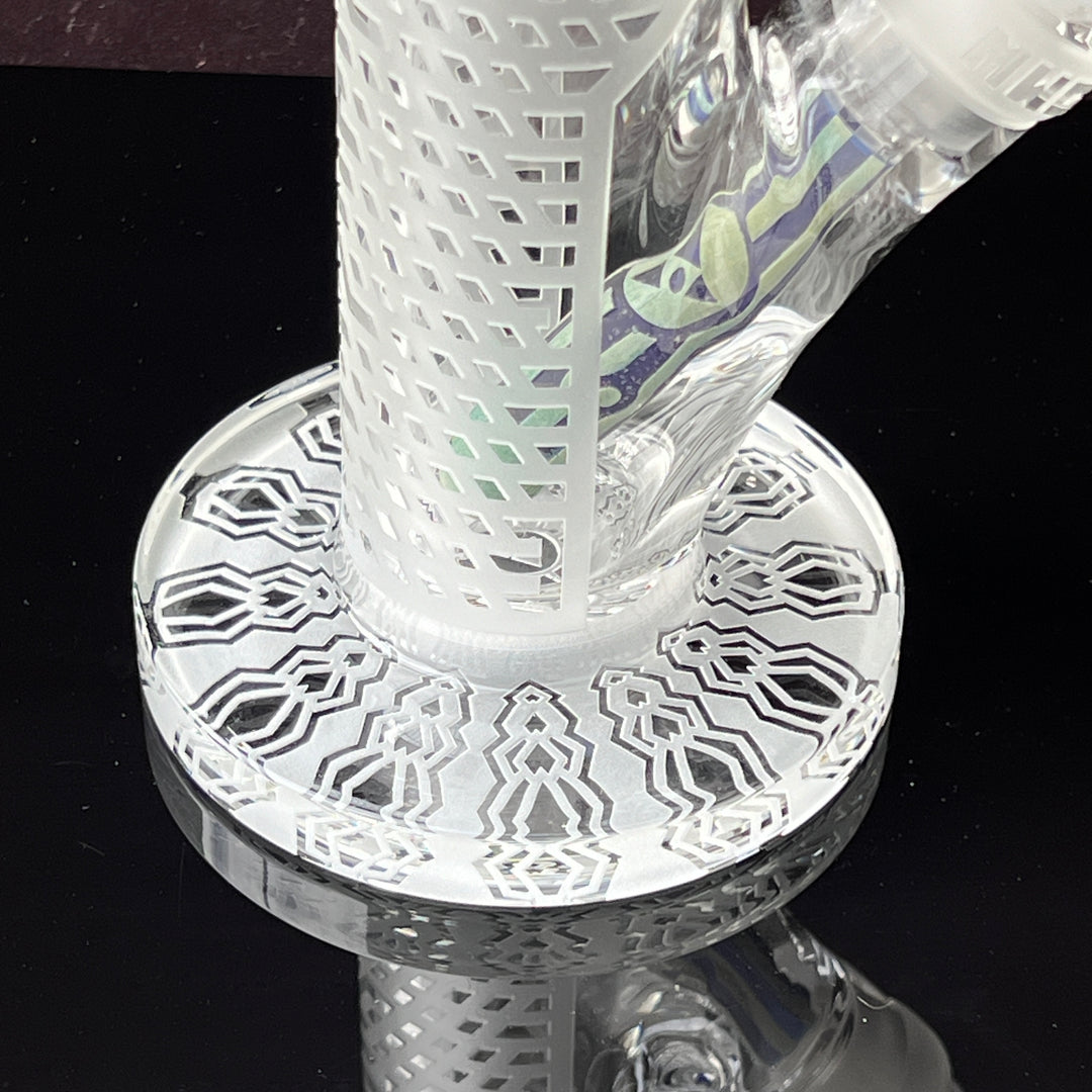 Crystalilized 12" Dark Blue and Silver Straight Bong Glass Pipe Milkyway   