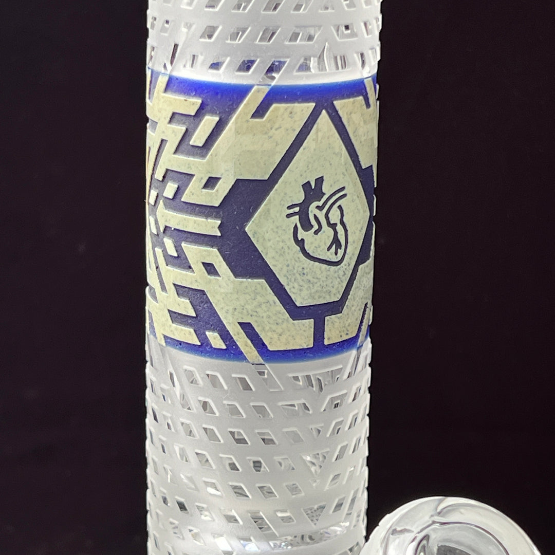 Crystalilized 12" Dark Blue and Silver Straight Bong Glass Pipe Milkyway   