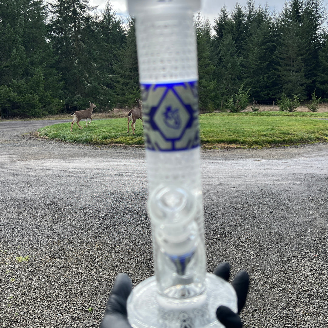 Crystalilized 12" Dark Blue and Silver Straight Bong Glass Pipe Milkyway   