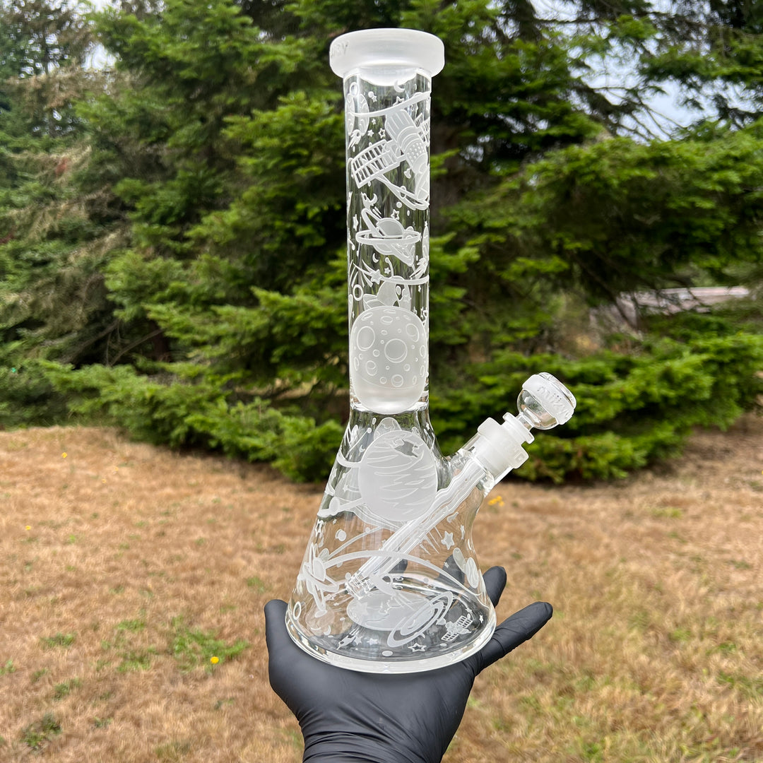 Space Odyssey: 3022 AD 14" Beaker Bong Glass Pipe Milkyway   