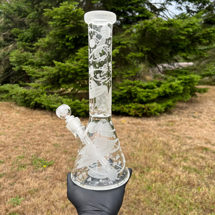 Space Odyssey: 3022 AD 14" Beaker Bong Glass Pipe Milkyway   