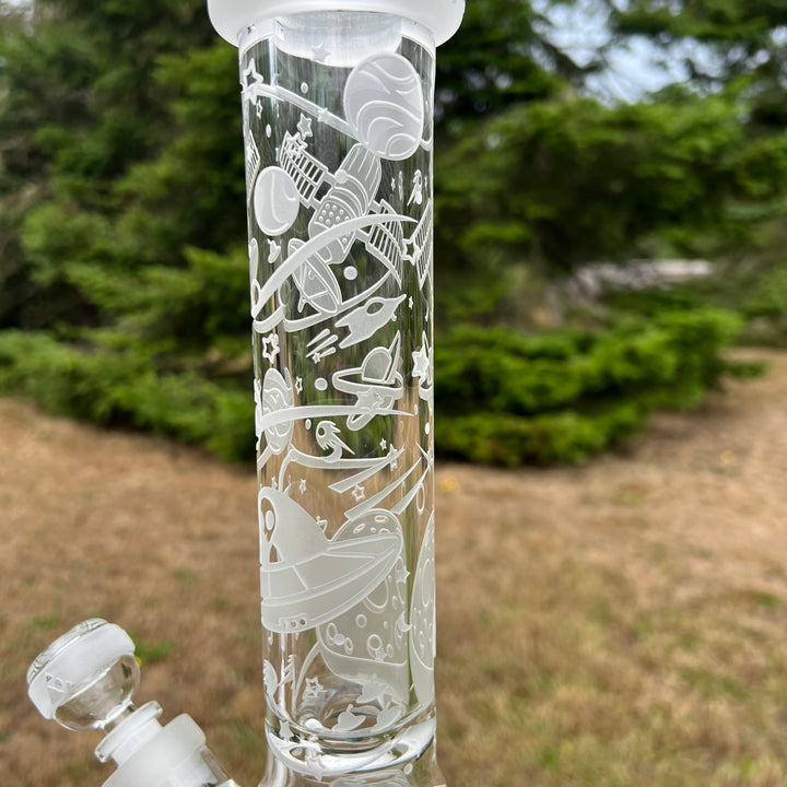 Space Odyssey: 3022 AD 14" Beaker Bong Glass Pipe Milkyway   