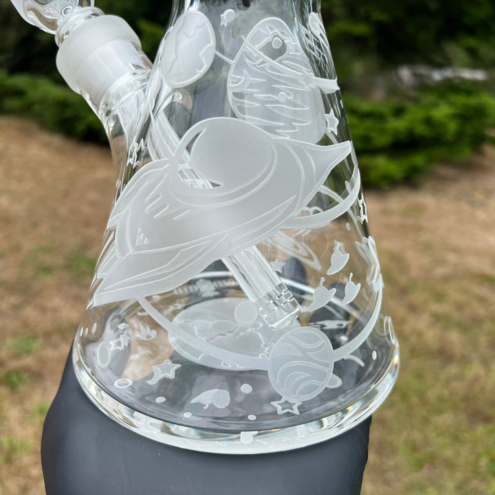 Space Odyssey: 3022 AD 14" Beaker Bong Glass Pipe Milkyway   