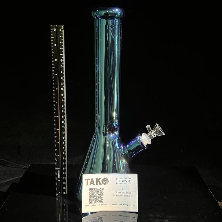 Lustrous Blue Iridescent Bong 13" Glass Pipe TG   