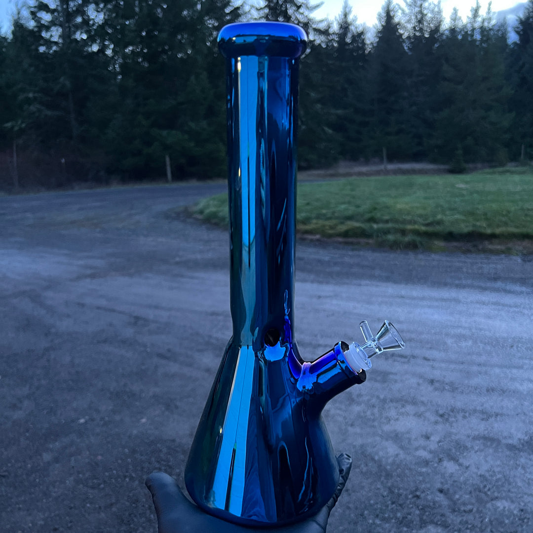 Lustrous Blue Iridescent Bong 13" Glass Pipe TG   