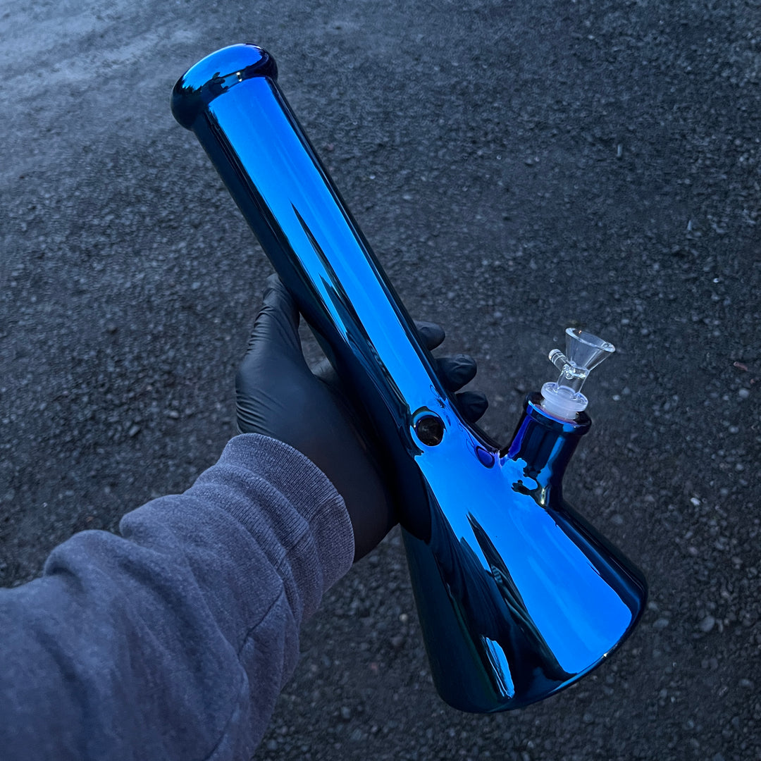 Lustrous Blue Iridescent Bong 13" Glass Pipe TG   