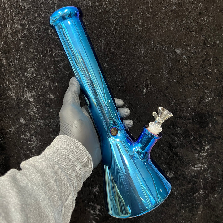 Lustrous Blue Iridescent Bong 13" Glass Pipe TG   