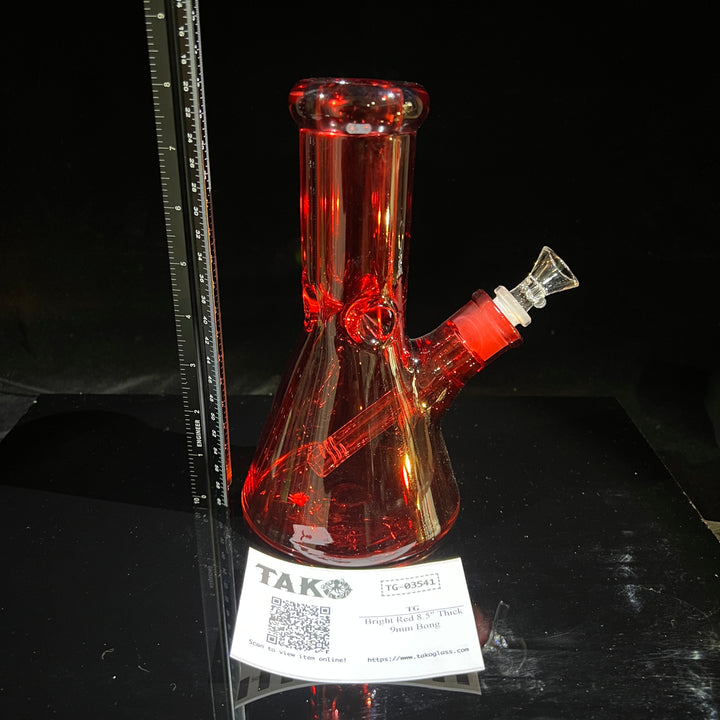 Bright Red 8.5" Thick 9 mm Bong Glass Pipe TG   