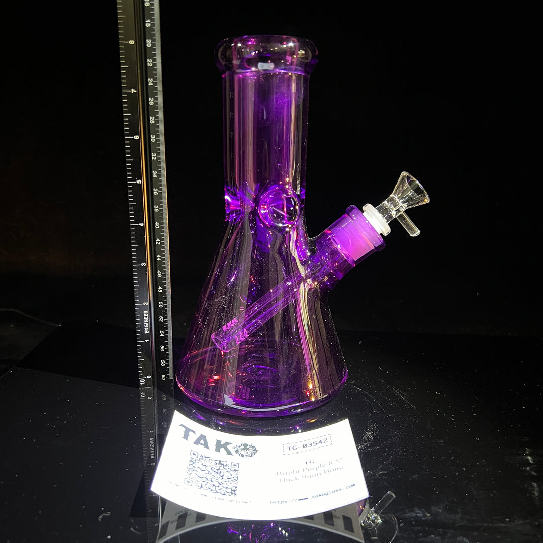 Bright Purple 8.5" Thick 9 mm Bong Glass Pipe TG   