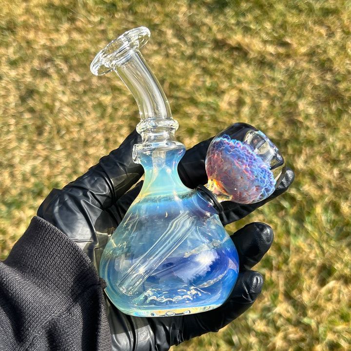 Heavy Silver Fumed Mini Bong Glass Pipe Tako Glass