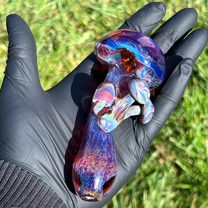 Purple Mushie Marble Pipe Glass Pipe Beezy Glass   