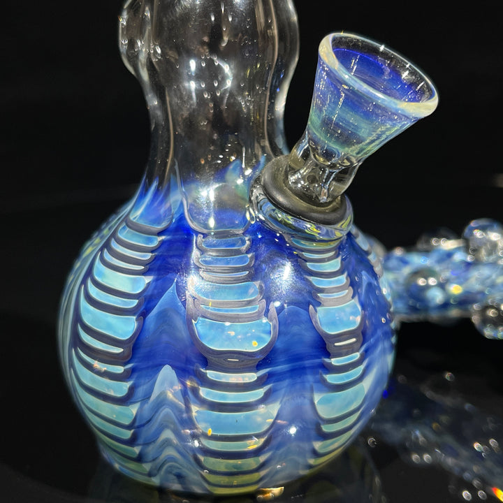 5" Fumed Color Rake Mini Bong + Ocean Blue Marble Hammer Combo Glass Pipe Mary Jane's Glass