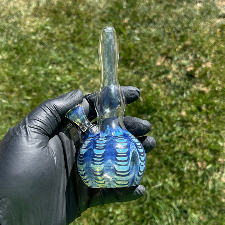 5" Fumed Color Rake Mini Bong + Ocean Blue Marble Hammer Combo Glass Pipe Mary Jane's Glass