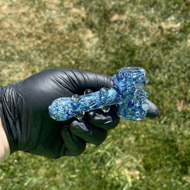 5" Fumed Color Rake Mini Bong + Ocean Blue Marble Hammer Combo Glass Pipe Mary Jane's Glass