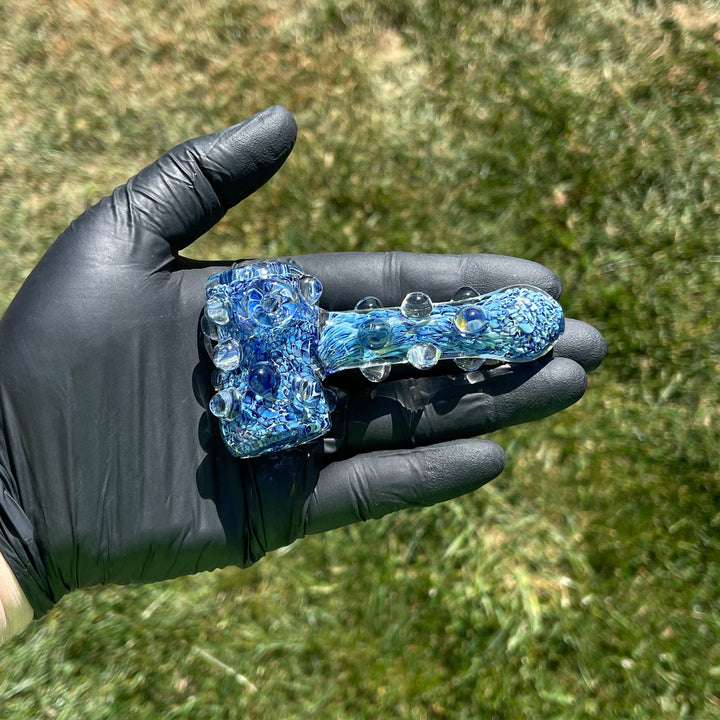 5" Fumed Color Rake Mini Bong + Ocean Blue Marble Hammer Combo Glass Pipe Mary Jane's Glass
